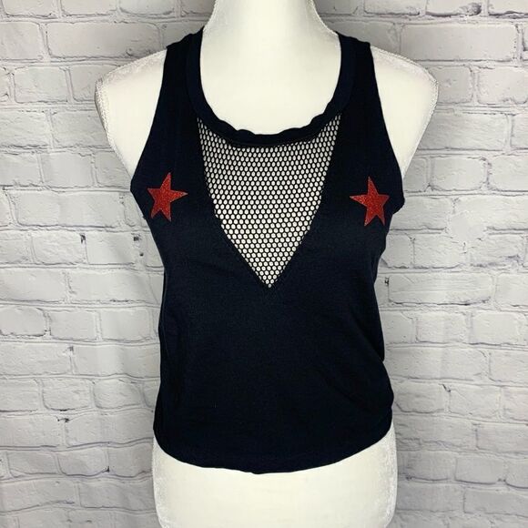 Pink VICTORIA’S SECRET Red, White and Lit glitter mesh crop tank top - Picture 3 of 12